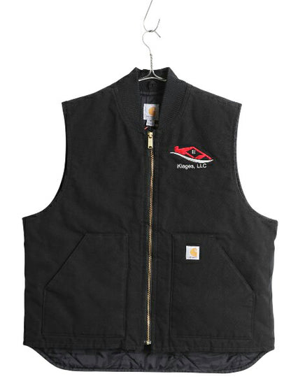 US企画 カーハート 中綿 ダック ベスト メンズ XL ナイロン キルティング ライナー フルジップ 重ね着 前開き ワーク 大きいサイズ 黒 企業