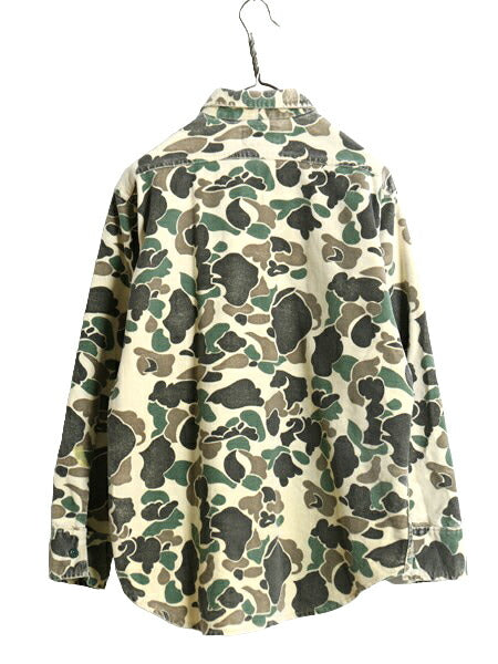 80s カベラス ダックハンター カモ シャモア クロス シャツ メンズ L / 80年代 ヴィンテージ Cabelas ネルシャツ コットン フランネル 迷彩