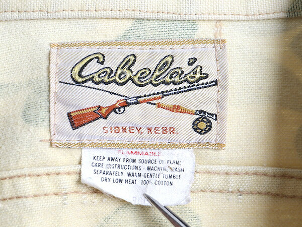 80s カベラス ダックハンター カモ シャモア クロス シャツ メンズ L / 80年代 ヴィンテージ Cabelas ネルシャツ コットン フランネル 迷彩