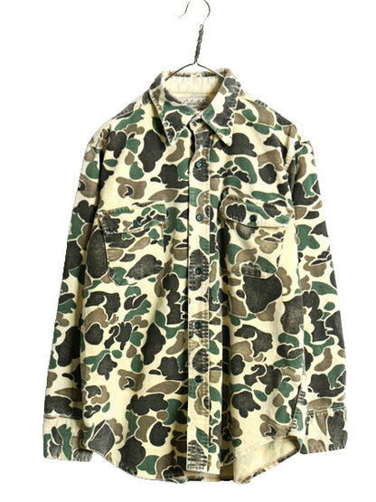 80s カベラス ダックハンター カモ シャモア クロス シャツ メンズ L / 80年代 ヴィンテージ Cabelas ネルシャツ コットン フランネル 迷彩