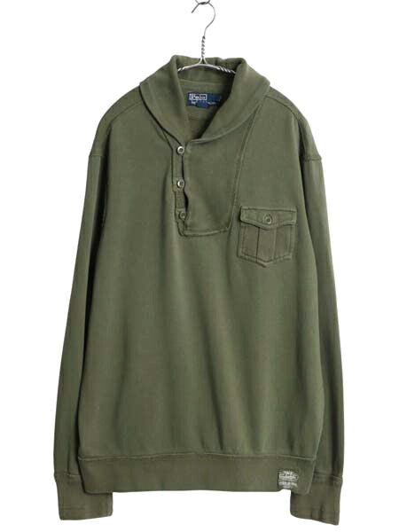 00s ポロ ラルフローレン ショールカラー スウェット メンズ XL / オールド ヴィンテージ モデル トレーナー ミリタリー ジープセーター 緑