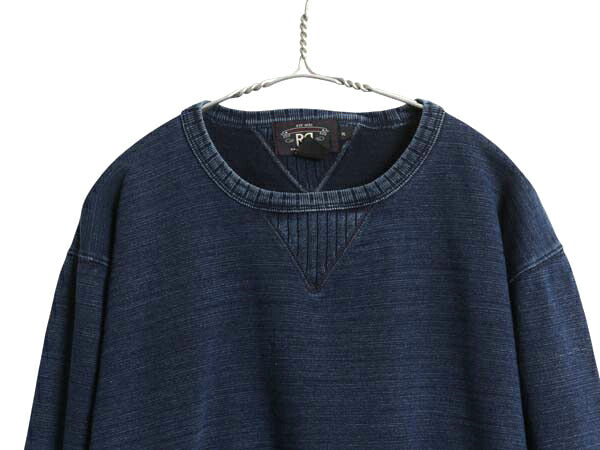 ダブルアールエル ラルフローレン 両V スウェット メンズ XL ヴィンテージ モデル トレーナー 裏起毛 インディゴ 大きいサイズ 針抜き 無地