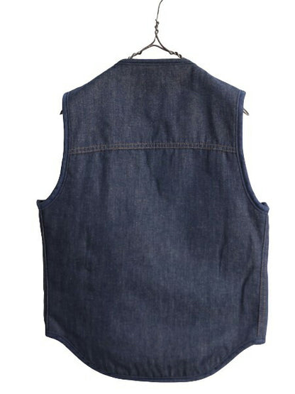 濃紺 70s USA製 カーハート 裏 ボア デニム ベスト メンズ S / 古着 CARHARTT 70年代 ヴィンテージ プリントタグ パイル フリース ワーク