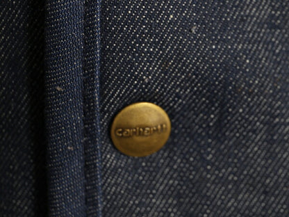 濃紺 70s USA製 カーハート 裏 ボア デニム ベスト メンズ S / 古着 CARHARTT 70年代 ヴィンテージ プリントタグ パイル フリース ワーク