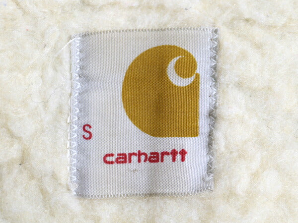 濃紺 70s USA製 カーハート 裏 ボア デニム ベスト メンズ S / 古着 CARHARTT 70年代 ヴィンテージ プリントタグ パイル フリース ワーク