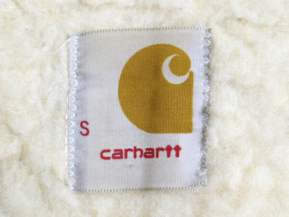 濃紺 70s USA製 カーハート 裏 ボア デニム ベスト メンズ S / 古着 CARHARTT 70年代 ヴィンテージ プリントタグ パイル フリース ワーク
