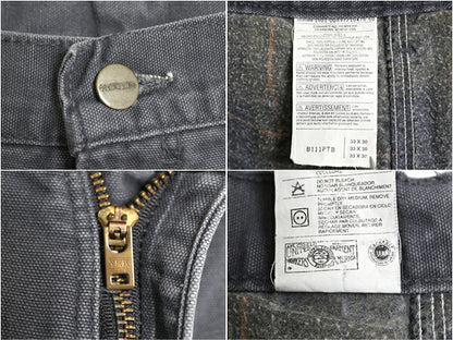 00s USA製 US企画 カーハート ウォッシュド ダック ペインター パンツ メンズ 33 30 オールド ワーク フランネル ライナー付き ストレート
