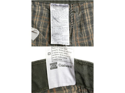 00s USA製 US企画 カーハート ウォッシュド ダック ペインター パンツ メンズ 32 30 オールド フランネル ライナー付き モス グリーン MOS