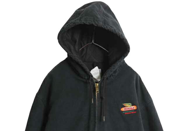 US企画 カーハート アクティブ ジャケット メンズ XL / ワーク ダック パーカー 中綿 キルティング ライナー フルジップ ブルゾン 企業 黒