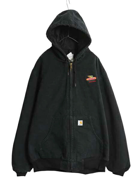 US企画 カーハート アクティブ ジャケット メンズ XL / ワーク ダック パーカー 中綿 キルティング ライナー フルジップ ブルゾン 企業 黒