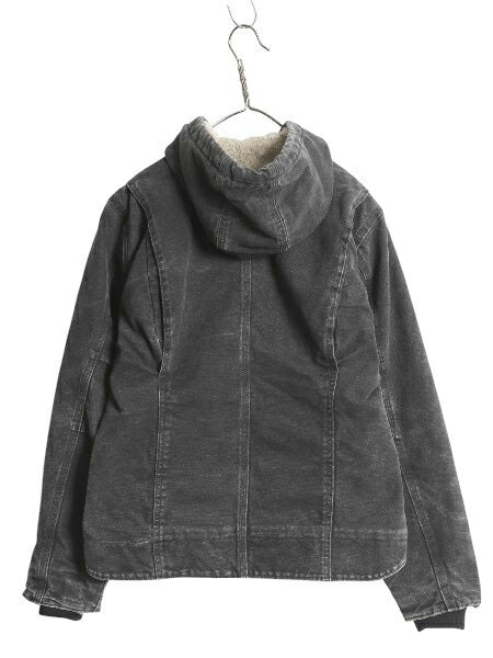 US企画 カーハート ダック シエラ ジャケット レディース S 古着 裏 ボア パイル フリース フルジップ ブルゾン アクティブ 廃盤 黒 ワーク