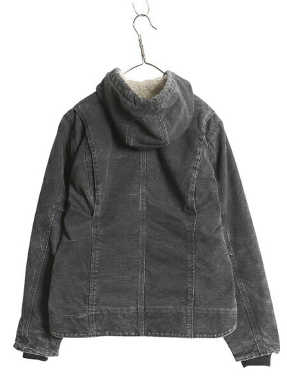 US企画 カーハート ダック シエラ ジャケット レディース S 古着 裏 ボア パイル フリース フルジップ ブルゾン アクティブ 廃盤 黒 ワーク