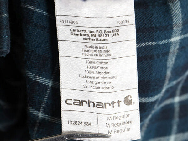 US企画 カーハート チェック ボタンダウン ヘビー フランネル シャツ メンズ M Carhartt ワーク ネルシャツ 厚手 コットン 廃盤 長袖シャツ