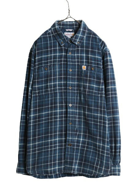 US企画 カーハート チェック ボタンダウン ヘビー フランネル シャツ メンズ M Carhartt ワーク ネルシャツ 厚手 コットン 廃盤 長袖シャツ