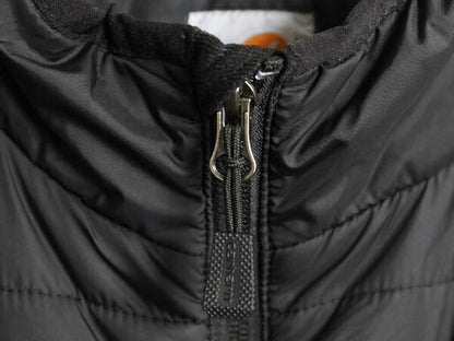 US企画 カーハート 中綿 ナイロン キルティング ベスト メンズ L / CARHARTT ワーク フルジップ 重ね着 ワンポイント ハイネック 企業 黒
