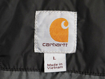 US企画 カーハート 中綿 ナイロン キルティング ベスト メンズ L / CARHARTT ワーク フルジップ 重ね着 ワンポイント ハイネック 企業 黒