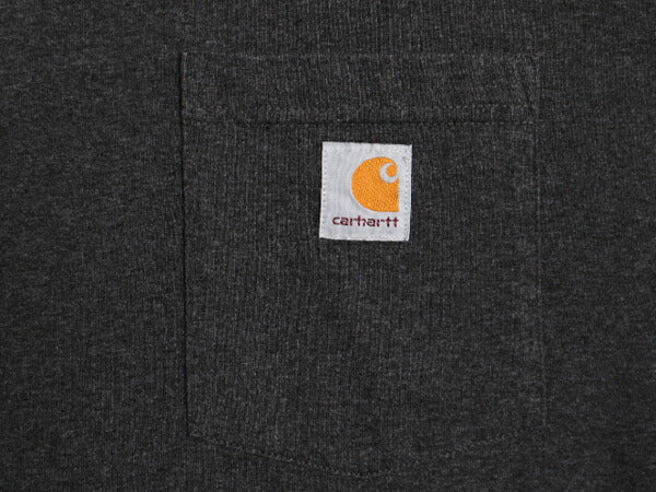 カーハート ポケット付き 長袖 Tシャツ メンズ M 古着 CARHARTT ロンT ワンポイント ポケットT ロゴT ヘビーウェイト クルーネック ポケT