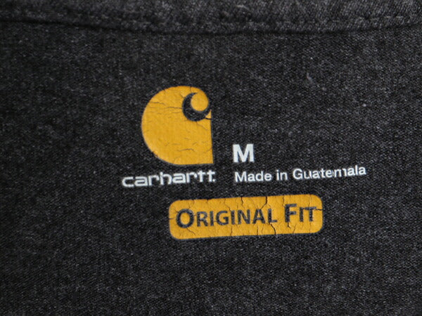 カーハート ポケット付き 長袖 Tシャツ メンズ M 古着 CARHARTT ロンT ワンポイント ポケットT ロゴT ヘビーウェイト クルーネック ポケT