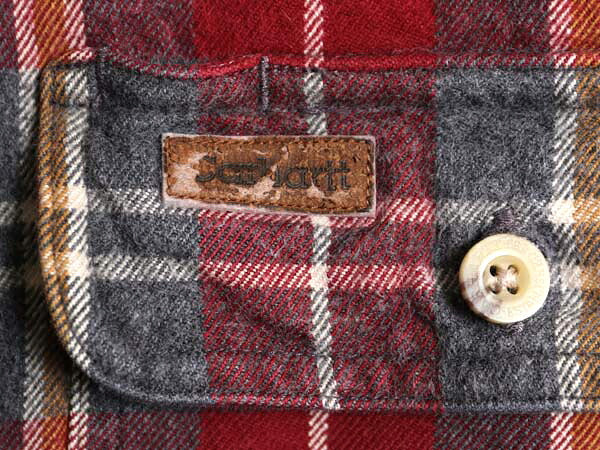 US企画 カーハート チェック ヘビー フランネル シャツ メンズ L ワーク ネルシャツ コットン 長袖シャツ ワンポイント マルチカラー 廃盤