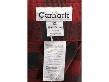 US企画 カーハート チェック ヘビー フランネル シャツ メンズ XL ネルシャツ コットン 長袖シャツ 大きいサイズ マルチカラー 廃盤 赤 黒