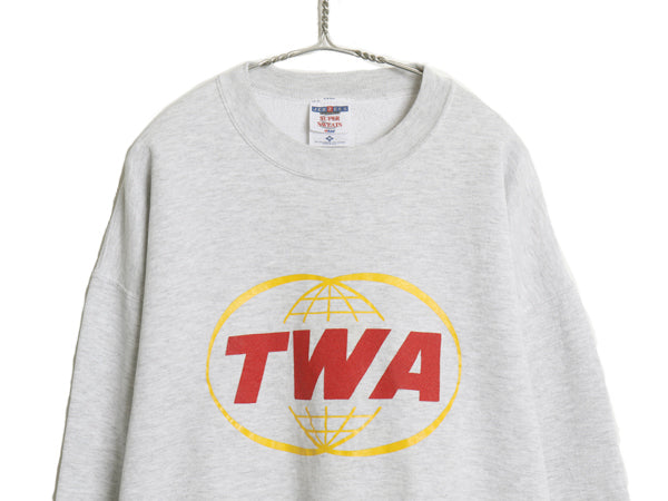 90s 00s USA製 企業 プリント スウェット メンズ XL オールド トレーナー 裏起毛 ゆったり 大きいサイズ トップス グレー ジャージーズ 灰