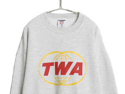 90s 00s USA製 企業 プリント スウェット メンズ XL オールド トレーナー 裏起毛 ゆったり 大きいサイズ トップス グレー ジャージーズ 灰