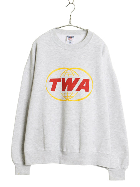 90s 00s USA製 企業 プリント スウェット メンズ XL オールド トレーナー 裏起毛 ゆったり 大きいサイズ トップス グレー ジャージーズ 灰