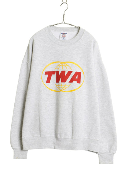 90s 00s USA製 企業 プリント スウェット メンズ XL オールド トレーナー 裏起毛 ゆったり 大きいサイズ トップス グレー ジャージーズ 灰
