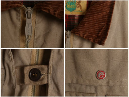 70s ★ IDEAL フィッシング ジャケット メンズ L 程/ ヴィンテージ ウェーディング ショート丈 多ポケット アウトドア フルジップ ベージュ