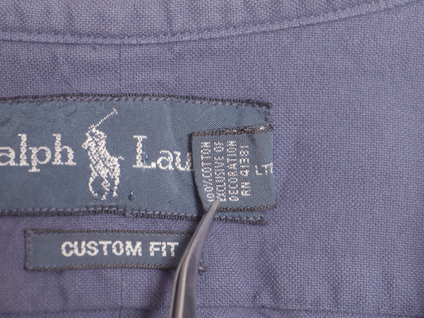 00s ラルフローレン 3点留め 長袖 ボタンダウン シャツ メンズ L オールド ポロ CUSTOM FIT オックスフォード コットン ワイシャツ ポニー