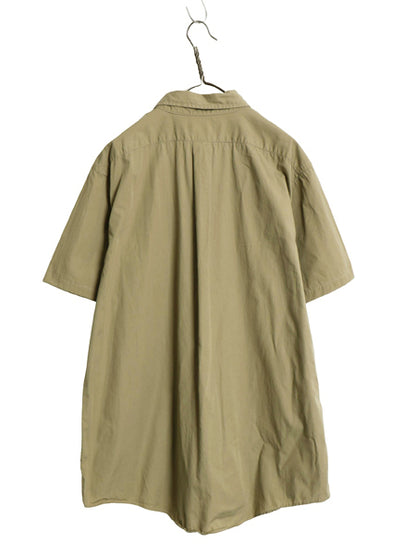 90s USA製 ランズエンド 半袖 ボタンダウン シャツ メンズ XL / 旧タグ オールド コットン ポプリン 半袖シャツ ポケット付き 大きいサイズ