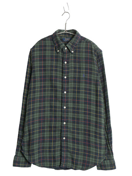 ラルフローレン 長袖 ボタンダウン フランネル シャツ メンズ M ポロ チェック 2レイヤー CLASSIC FIT ネルシャツ ワンポイント ポニー BD
