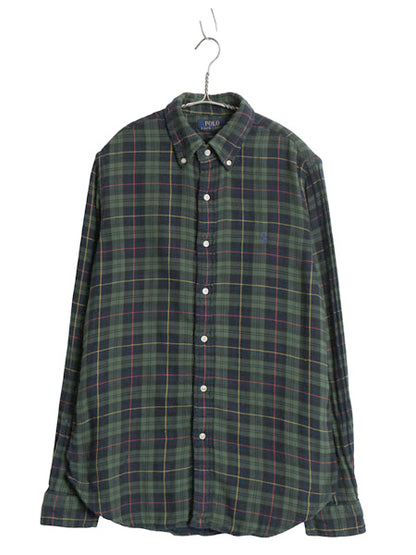 ラルフローレン 長袖 ボタンダウン フランネル シャツ メンズ M ポロ チェック 2レイヤー CLASSIC FIT ネルシャツ ワンポイント ポニー BD