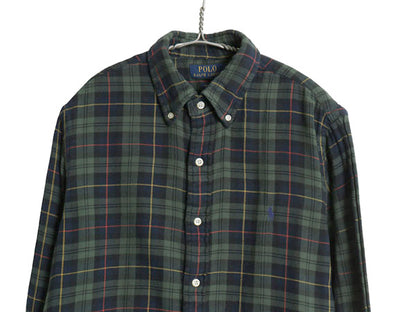 ラルフローレン 長袖 ボタンダウン フランネル シャツ メンズ M ポロ チェック 2レイヤー CLASSIC FIT ネルシャツ ワンポイント ポニー BD