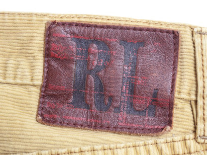 ラルフローレン 細畝 コーデュロイ パンツ メンズ 実寸 36 32 ポロ ストレート ノータック コットン スラックス 革パッチ ボトムス コーズ