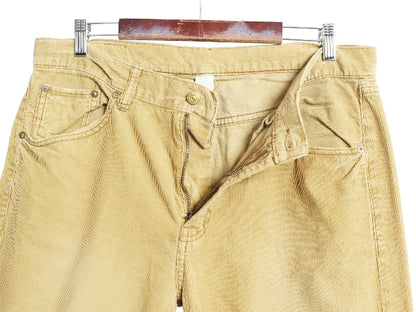 ラルフローレン 細畝 コーデュロイ パンツ メンズ 実寸 36 32 ポロ ストレート ノータック コットン スラックス 革パッチ ボトムス コーズ