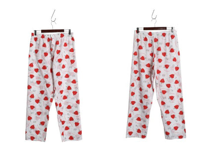 80s USA製 ★ ハート x エンジェル 総柄 パジャマ セットアップ メンズ M / ヴィンテージ オープンカラー シャツ イージー パンツ グランジ