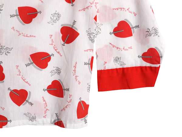 80s USA製 ★ ハート x エンジェル 総柄 パジャマ セットアップ メンズ M / ヴィンテージ オープンカラー シャツ イージー パンツ グランジ