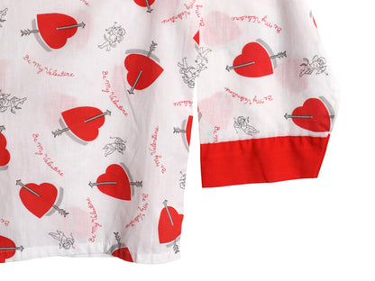 80s USA製 ★ ハート x エンジェル 総柄 パジャマ セットアップ メンズ M / ヴィンテージ オープンカラー シャツ イージー パンツ グランジ