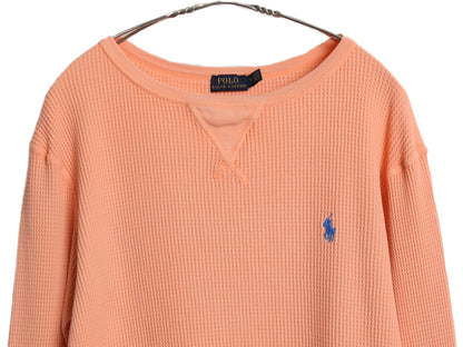 ポロ ラルフローレン 前V 長袖 サーマル Tシャツ レディース XL / ロンT ワッフル コットン カットソー ワンポイント ストレッチ インナー