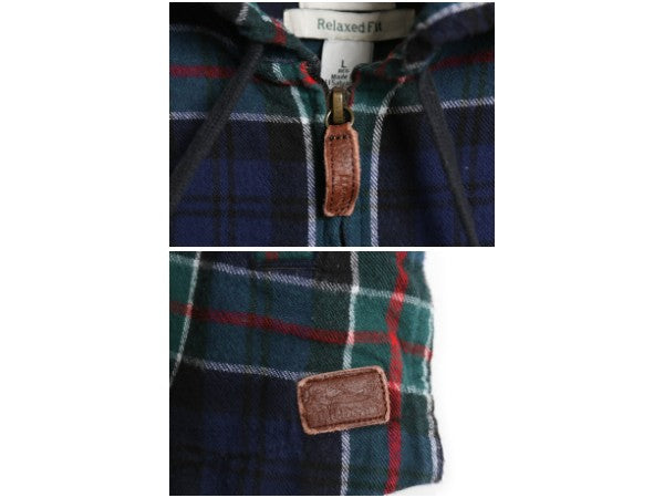エルエルビーン フルジップ フランネル シャツ パーカー レディース L チェック ジャケット 長袖シャツ ネルシャツ ブルゾン マルチカラー