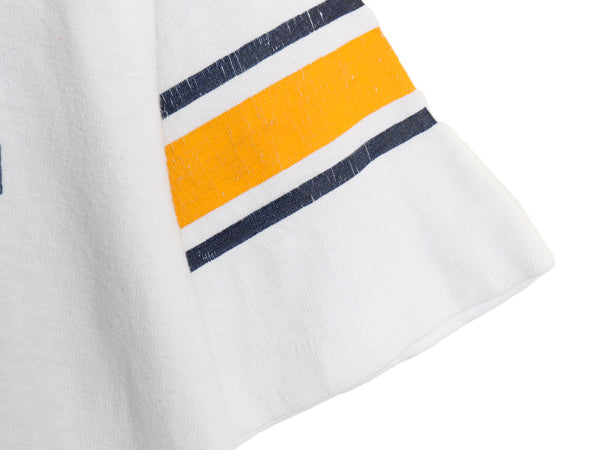 70s USA製 ★ チャンピオン 染込み プリント 半袖 フットボール Tシャツ メンズ M 古着 ヴィンテージ バータグ カレッジ 100% コットン 白