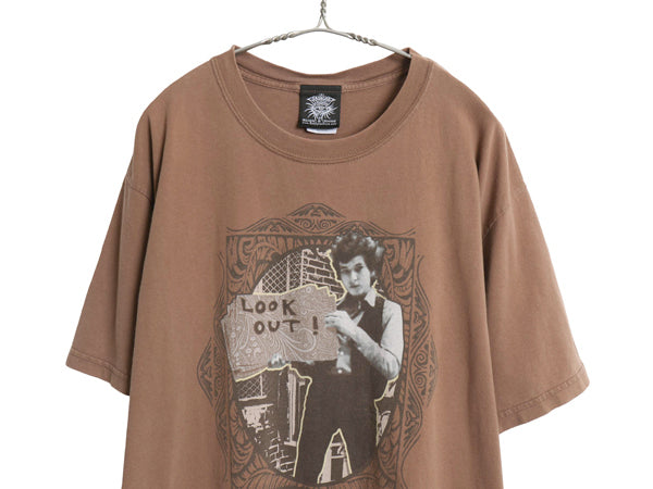 00s ボブ ディラン フォト イラスト プリント Tシャツ メンズ L / オールド オフィシャル グラフィック バンド ロック ヘビーウェイト 茶 