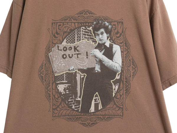 00s ボブ ディラン フォト イラスト プリント Tシャツ メンズ L / オールド オフィシャル グラフィック バンド ロック ヘビーウェイト 茶 