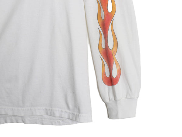 00s USA製 ハーレー ダビットソン 4面 プリント 長袖 Tシャツ メンズ M オールド イラスト ファイヤー パターン グラフィック バイク ロンT