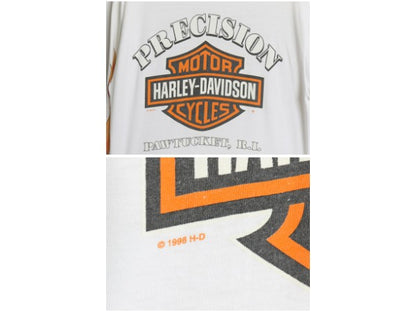00s USA製 ハーレー ダビットソン 4面 プリント 長袖 Tシャツ メンズ M オールド イラスト ファイヤー パターン グラフィック バイク ロンT