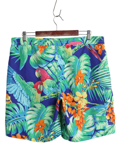 ポロ ラルフローレン 総柄 ショートパンツ メンズ M / ナイロン ハワイアン スイム サーフ ショーツ 海パン 短パン 水陸両用 インナー付き