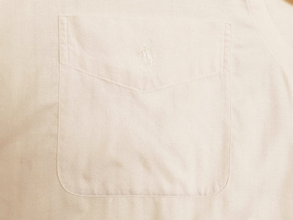 90s ポロゴルフ ラルフローレン ヘリンボーン 織り 長袖 シャツ メンズ S オールド コットン ワンポイント ポニー ポケット付き ストライプ