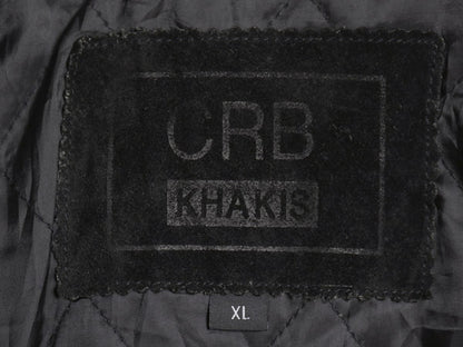 90s CRB KHAKIS 本革 スウェード レザー スポーツ ジャケット メンズ XL 革ジャン 中綿 キルティング シングル ライダース 大きいサイズ 黒