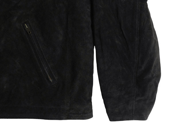 90s CRB KHAKIS 本革 スウェード レザー スポーツ ジャケット メンズ XL 革ジャン 中綿 キルティング シングル ライダース 大きいサイズ 黒